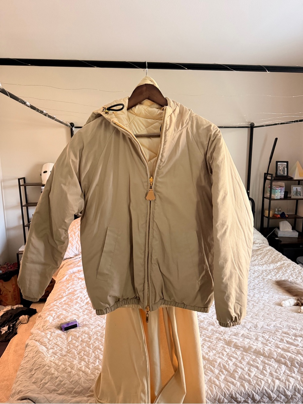 Louis Vuitton Beige Hooded Puffer Jacket